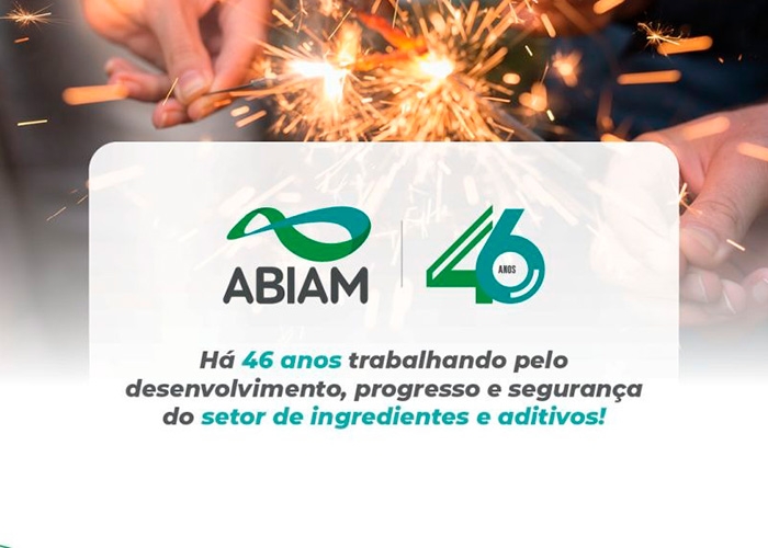 Hoje a ABIAM celebra seus 46 anos de fundação e de dedicação ao fortalecimento do setor de ingredientes e aditivos!
